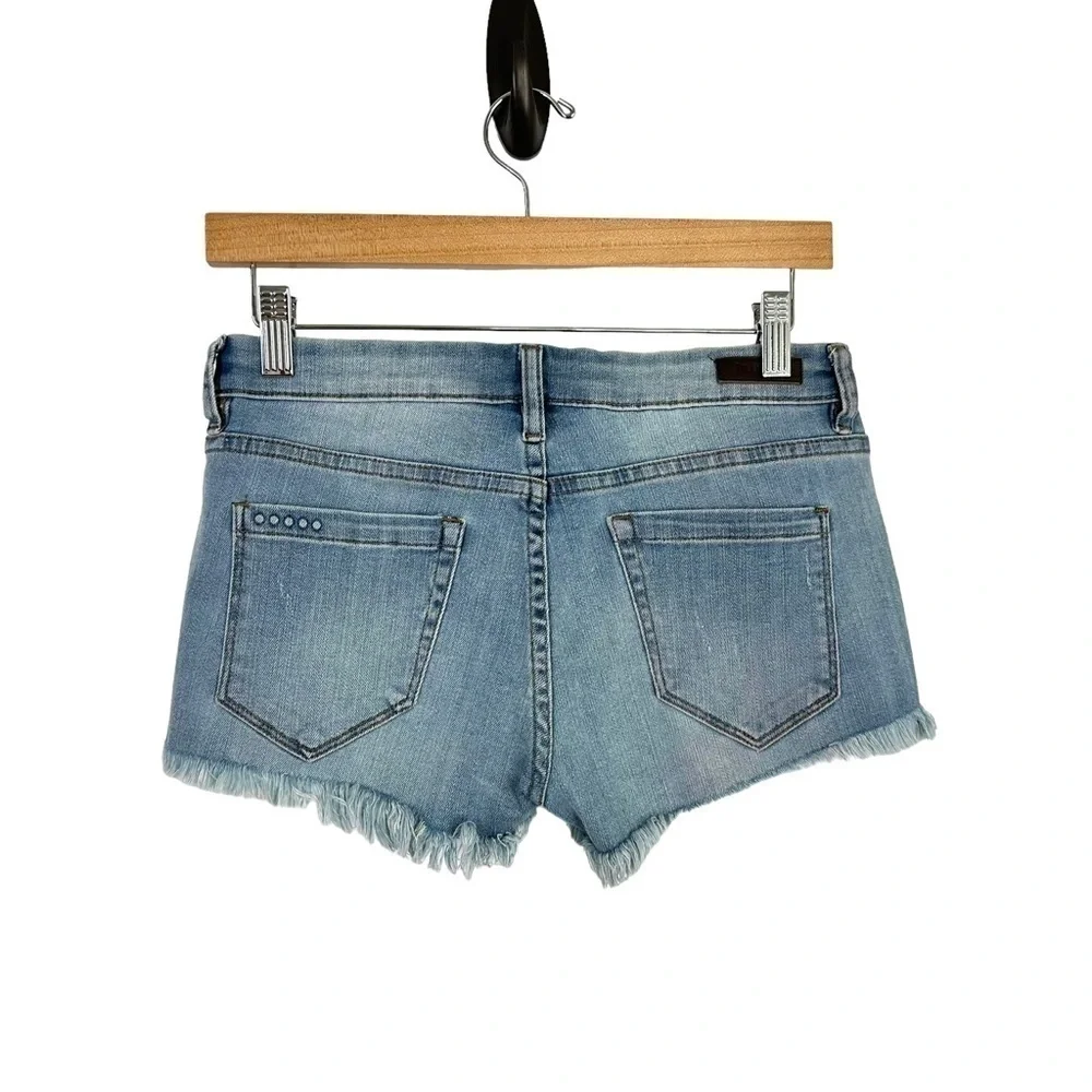 Blank NYC Womens Denim Cutoff Shorts Sz 25 Blue Frayed Hem Distress Booty Shorts